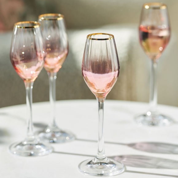 24K Gold Waterfall cordial wine glasses - Picture 2 of 15